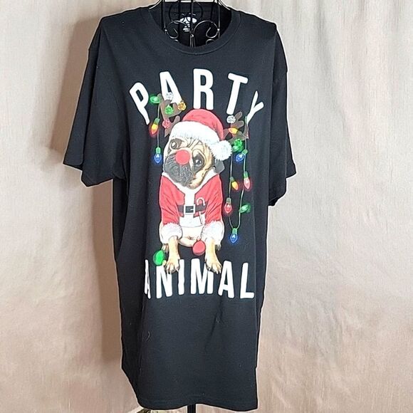 HOLIDAY‎ TIME Pug Reindeer Shirt Large - Picture 1 of 7